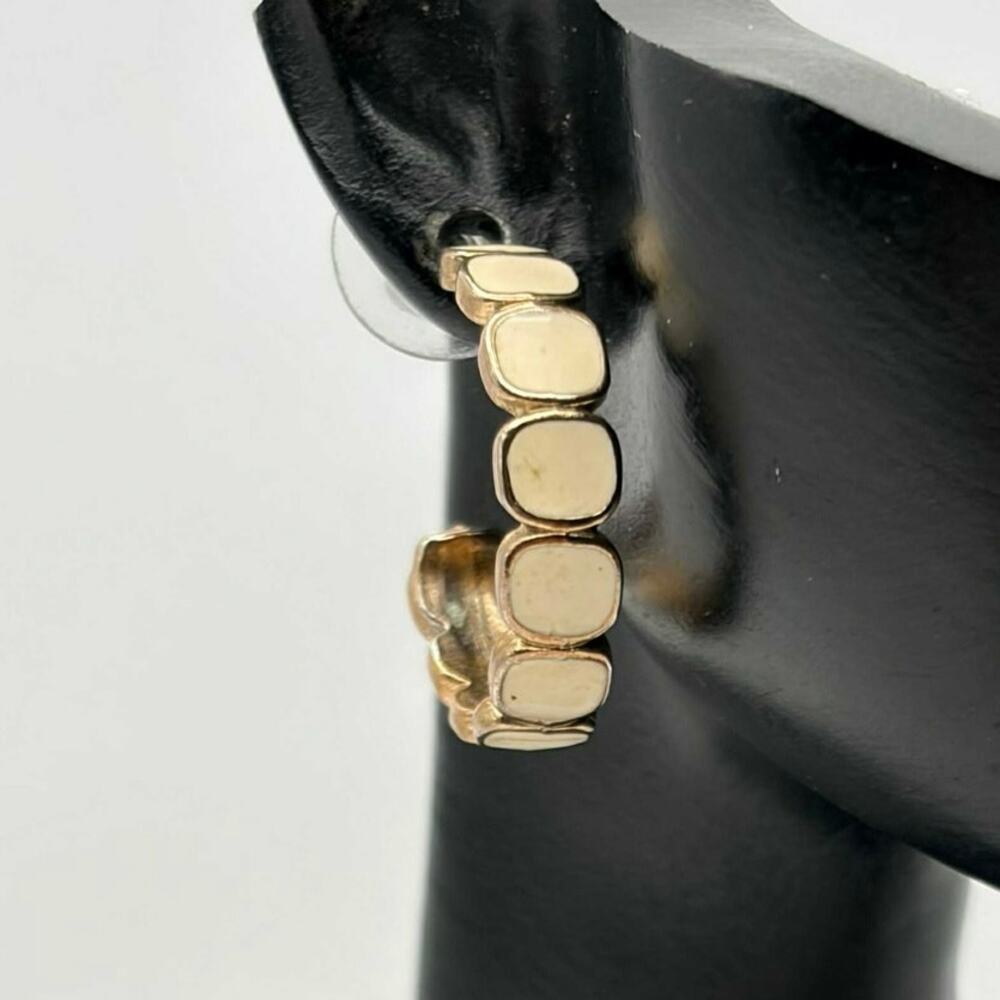 Gold & Cream Hoop Earrings